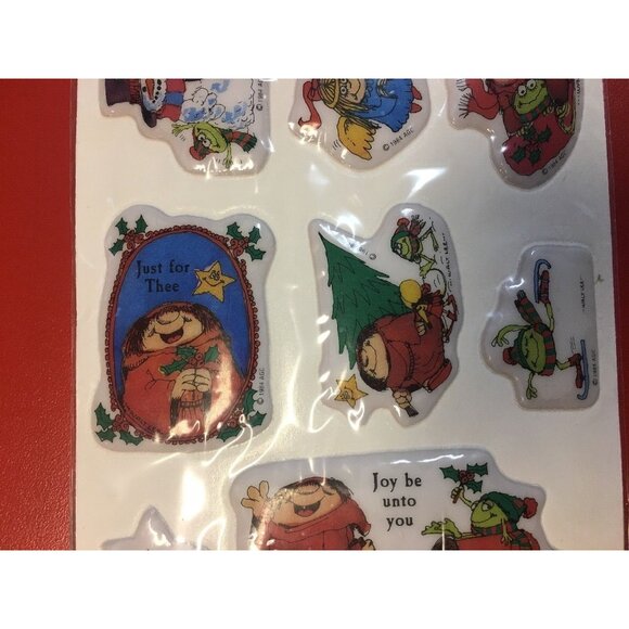 Sherman On The Mount Vinyl Vintage Puffy Stickers 1984 AGC Forget Me Not Holiday - Picture 3 of 6